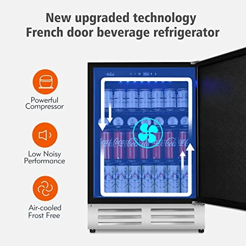 24 Inch Beverage Refrigerator Cooler,Stainless Steel Wide Refrigerator For 210 Cans,Fit Perfectly For 24" Space Built-in Counter Or Freestanding With Powerful And Quiet Cooling System 6 24 Inch Beverage Refrigerator Cooler,Stainless Steel Wide Refrigerator For 210 Cans,Fit Perfectly For 24" Space Built-in Counter Or Freestanding With Powerful And Quiet Cooling System - Image 4