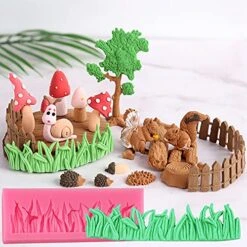 Silicone Molds Jungle Safari Animal Cake Fondant Mold Elephant Lion Giraffe Monkey Animal Forest Flower Silicone Molds For Cake Decorating Cupcake Topper Chocolate Candy Polymer Clay Gum Paste -Wilton Shop 515ALnLfvvL