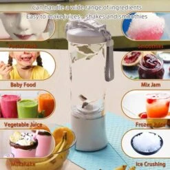 Portable Blender, Personal Blender For Shakes And Smoothies, Mini Blender 20 Oz With 6 Blades (White) -Wilton Shop 515GGh0DsJL