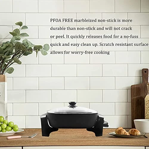 Nstick Extra Deep Electric Skillet - With Glass Vented Lid, Serves 4 To 6 People (7.5Qt.) 5 Nstick Extra Deep Electric Skillet - With Glass Vented Lid, Serves 4 To 6 People (7.5Qt.) - Image 3