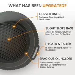 VeranCo Air Fryer Silicone Liner Pot - Reusable Silicone Air Fryer Basket Liners-Collapsible Round Silicone Air Fryer Tray With Divider Insert, Gloves, Tongs And Oil Brush - 5 QT Or Bigger 9 VeranCo Air Fryer Silicone Liner Pot - Reusable Silicone Air Fryer Basket Liners-Collapsible Round Silicone Air Fryer Tray With Divider Insert, Gloves, Tongs And Oil Brush - 5 QT Or Bigger -Wilton Shop 515RCEJ73fL