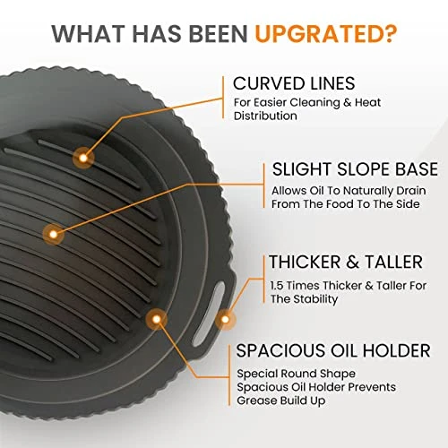 VeranCo Air Fryer Silicone Liner Pot - Reusable Silicone Air Fryer Basket Liners-Collapsible Round Silicone Air Fryer Tray With Divider Insert, Gloves, Tongs And Oil Brush - 5 QT Or Bigger 6 VeranCo Air Fryer Silicone Liner Pot - Reusable Silicone Air Fryer Basket Liners-Collapsible Round Silicone Air Fryer Tray With Divider Insert, Gloves, Tongs And Oil Brush - 5 QT Or Bigger - Image 4
