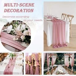 YAWALL Chiffon Table Runner For Wedding Decorations - Dusty Rose Bridal Baby Shower Party Decor Rustic Boho Runners 10ft -Wilton Shop 515YfzM7D0L