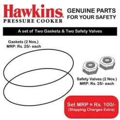 Awkins Rubber Gasket 2 Units For 1.5L Pressure Cooker And 2 Units Of Safety Valve
