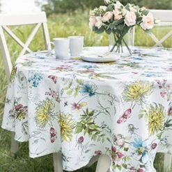 Indoor Outdoor Spillproof Fabric Tablecloth For Spring/Summer/Party/Picnic (Blooming Floral, 60" X 84" Rectangular) -Wilton Shop 515jUSBAKbL. AC