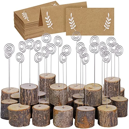 30 Pcs Rustic Wood Place Card Holders With Swirl Wire Wooden Bark Memo Holder Stand Card Photo Picture Note Clip Holders 5.8" And Kraft Place Cards Bulk For Wedding Party Table Number Name Sign 3 30 Pcs Rustic Wood Place Card Holders With Swirl Wire Wooden Bark Memo Holder Stand Card Photo Picture Note Clip Holders 5.8" And Kraft Place Cards Bulk For Wedding Party Table Number Name Sign
