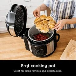 Ninja FD401 Foodi 12-in-1 Deluxe XL 8 Qt. Pressure Cooker & Air Fryer That Steams, Slow Cooks, Sears, Sautés, Dehydrates & More, With 5 Qt. Crisper Basket, Deluxe Reversible Rack & Recipe Book, Silver 16 Ninja FD401 Foodi 12-in-1 Deluxe XL 8 Qt. Pressure Cooker & Air Fryer That Steams, Slow Cooks, Sears, Sautés, Dehydrates & More, With 5 Qt. Crisper Basket, Deluxe Reversible Rack & Recipe Book, Silver -Wilton Shop 515p9ixLhoL