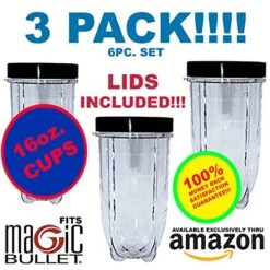 16oz Cups 6 Piece Set - 3 Replacement Cups WITH LIDS For Magic Bullet Blender LIDS INCLUDED 6 16oz Cups 6 Piece Set - 3 Replacement Cups WITH LIDS For Magic Bullet Blender LIDS INCLUDED -Wilton Shop 515uNsXDkFL