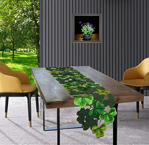 Embroidered Irish Clover Table Runner For St. Patrick’s Day, Spring Decorations (14 X 69 Inches) 6 Embroidered Irish Clover Table Runner For St. Patrick’s Day, Spring Decorations (14 X 69 Inches) - Image 4