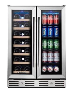 Wine Fridge, 24 Inch Built In Wine And Beverage Refrigerator, Dual Zone W/ 20 Bottles And 78 Cans Capacity, Digital Touch Control