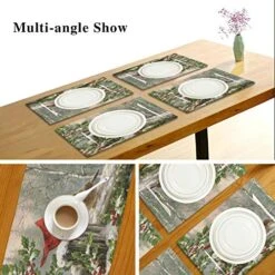 Winter Cardinal Birds Placemats Set Of 6 Holly Berry Snow Table Mats Burlap Placemat Christmas Decorations Washable Non-Slip Heat Resistant Place Mats For Party Kitchen Dining 12 X 18 In -Wilton Shop 5165mFxI2XL