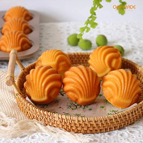 Madeleine Mold Cake Pan, 12-Cavity Non-Stick Spherical Shell Madeline Bakeware For Oven Baking (Champagne Gold) 4 Madeleine Mold Cake Pan, 12-Cavity Non-Stick Spherical Shell Madeline Bakeware For Oven Baking (Champagne Gold) - Image 2