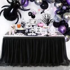 Pink Table Skirt Birthday Party Tulle Table Skirt Baby Shower Round And Rectangle Tutu Table Decoration Table Cloth For Girl Gender Reveal Wedding(L6(ft), H30in) -Wilton Shop 516D2rAwT8L. AC