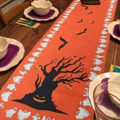 Halloween Table Runner Linen Bats Table Cover, Pumpkin And Ghost Table Runner For Halloween Table Decorations And Scary Movie Nights, 16 × 74 Inch 14 Halloween Table Runner Linen Bats Table Cover, Pumpkin And Ghost Table Runner For Halloween Table Decorations And Scary Movie Nights, 16 × 74 Inch -Wilton Shop 516L1uWWUzL