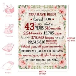 43rd Birthday Gifts For Women Happy 43rd Birthday Gifts For Her 43 Year Old Birthday Gifts For Women 43rd Birthday Decorations For Women Bestie Wife Sister Mom Friends 43rd Birthday Blanket 60"x 50" 22 43rd Birthday Gifts For Women Happy 43rd Birthday Gifts For Her 43 Year Old Birthday Gifts For Women 43rd Birthday Decorations For Women Bestie Wife Sister Mom Friends 43rd Birthday Blanket 60"x 50" -Wilton Shop 516VqEKVxBL
