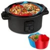 Slow Cooker Liners For Crockpot Crock Pot 6-8 QT, Reusable Silicone Slow Cooker Divider Liner Large Size For 6-8 Quart Oval Slow Cooker,Crock Pot Divider Insert, Dishwasher Safe, BPA Free(Blue +Red) -Wilton Shop 516Ye2wbfKL