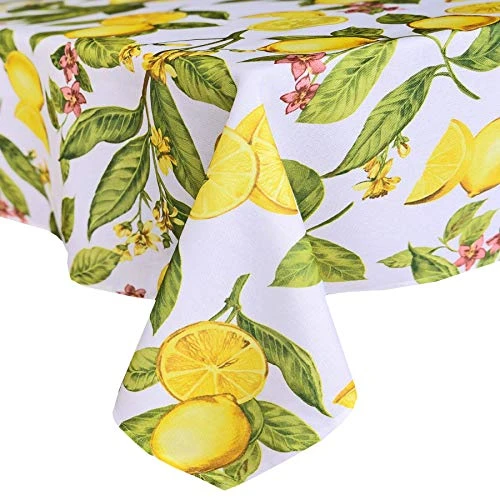 Lemon Zest Botanical Print Indoor/Outdoor Fabric Tablecloth - Yellow Lemon Vine Soil Resistant, Water Repellent Fabric Tablecloth, 60 Inch X 120 Inch Oblong/Rectangular 3 Lemon Zest Botanical Print Indoor/Outdoor Fabric Tablecloth - Yellow Lemon Vine Soil Resistant, Water Repellent Fabric Tablecloth, 60 Inch X 120 Inch Oblong/Rectangular