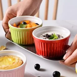 6 Oz Creme Brulee Ramekins 8 Set Oven Safe For Baking, Souffle, Ice Cream, Pudding, Lava Cake Ceramic Stackable Small Bowls -Wilton Shop 516dfgYkBVL