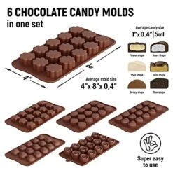 Cute Silicone Molds - 6pk Food Grade + Bonus 5 Recipes Ebook - Non-Stick - Easy To Use And Clean Candy Molds - Chocolate Molds Silicone Trays -Wilton Shop 516ggfRBhYS