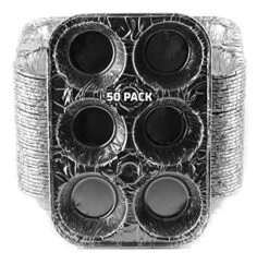 Inc [50 PACK] Aluminum 6-Cup Muffin Pan - Disposable Aluminum Cupcake Pans - Strong, Durable, Reusable, Recyclable - Muffin Tin Great For Baking Cupcakes, Muffins, Small Pies