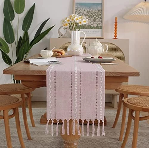 Solid Color Tassel Heavy Weight Cotton Linen Tablecloth For Rectangle Table (Square, 54 X 54 Inch, Gray) 14 Solid Color Tassel Heavy Weight Cotton Linen Tablecloth For Rectangle Table (Square, 54 X 54 Inch, Gray) - Image 12