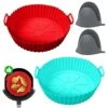 2 Pieces Air Fryer Silicone Baking Tray, Air Fryer Silicone Pot With Anti-scalding Hand Clip, Air Fryer Liners Reusable, For Air Fryer Accessories, Microwave, Oven -Wilton Shop 516tzRTX4XL