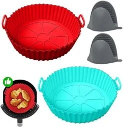 2 Pieces Air Fryer Silicone Baking Tray, Air Fryer Silicone Pot With Anti-scalding Hand Clip, Air Fryer Liners Reusable, For Air Fryer Accessories, Microwave, Oven -Wilton Shop 516tzRTX4XL. AC