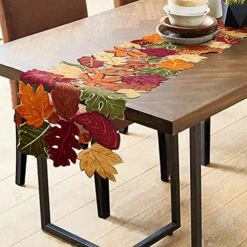Thanksgiving Runner, Fall Leaf Table Runner For Autumn Home Decorations, Fall Table Centerpieces, Embroidered Cutwork Farmhouse HarvestMaple Leaf Runner, 13 Inch X 36 Inch -Wilton Shop 516z0tsNIaL. AC