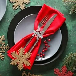 Snowflake Napkin Rings Set Of 12 Summer Wedding Valentines Day Easter Rhinestone Dinners Parties Supply Decor Silver (Silver Rhinestone) -Wilton Shop 5171aHVHcvL