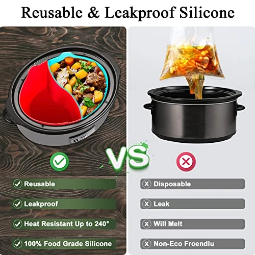 Slow Cooker Liner Fits For 6 QT Oval Slow Cooker, Easyjoy Silicone Slow Cooker Divider Insert For 6 Quart Slow Cookers, Reusable Slow Cooker Liners, BPA Free, Leakproof & Dishwasher Safe 4 Slow Cooker Liner Fits For 6 QT Oval Slow Cooker, Easyjoy Silicone Slow Cooker Divider Insert For 6 Quart Slow Cookers, Reusable Slow Cooker Liners, BPA Free, Leakproof & Dishwasher Safe - Image 2