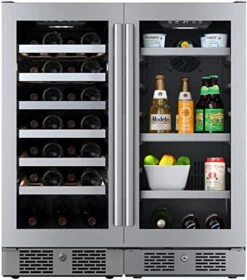 Avallon AWCBV2786 30 Inch Wide 27 Bottle Capacity Single Zone Wine Cooler And 86 Can Capacity Beverage Cooler With With Double Pane Glass, Touch Control Panel, And Lockable Doors