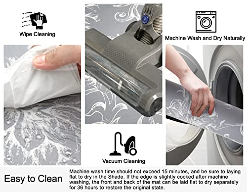 Cosilyt 1/10 Inch Ultra Thin Front Door Mat Rug Indoor Entrance Inside Non Slip, Large Waterproof Rubber Kitchen Rug And Interior Home Washable Door Mat, 24"×35", Baroque Grey 8 Cosilyt 1/10 Inch Ultra Thin Front Door Mat Rug Indoor Entrance Inside Non Slip, Large Waterproof Rubber Kitchen Rug And Interior Home Washable Door Mat, 24"×35", Baroque Grey - Image 6