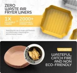 Ilicone Air Fryer Liners Set OF 2, Air Fryer Silicone Liners For 4-7QT Air Fryer Tray Baking Oven, 7.5” Reusable Square Air Fryer Liners With Handles & Holes, Air Fryer Inserts, Air Fryer Accessories 12 Ilicone Air Fryer Liners Set OF 2, Air Fryer Silicone Liners For 4-7QT Air Fryer Tray Baking Oven, 7.5” Reusable Square Air Fryer Liners With Handles & Holes, Air Fryer Inserts, Air Fryer Accessories -Wilton Shop 517No8bakiL