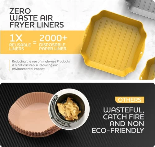 Ilicone Air Fryer Liners Set OF 2, Air Fryer Silicone Liners For 4-7QT Air Fryer Tray Baking Oven, 7.5” Reusable Square Air Fryer Liners With Handles & Holes, Air Fryer Inserts, Air Fryer Accessories 6 Ilicone Air Fryer Liners Set OF 2, Air Fryer Silicone Liners For 4-7QT Air Fryer Tray Baking Oven, 7.5” Reusable Square Air Fryer Liners With Handles & Holes, Air Fryer Inserts, Air Fryer Accessories - Image 4