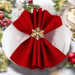 Snowflake Napkin Rings Set Xmas Snowflake Napkin Holders Rhinestone Napkin Rings Holder For Christmas Wedding Party Table Supplies Decor (Gold,6 Pieces) -Wilton Shop 517QSdjkUZL
