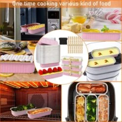 Mini Cake Pans With Lids,6.8 Oz Mini Loaf Pans With Lids Aluminum Foil Mini Loaf Baking Pans Disposable Bread Pan Aluminum Foil Long Baking Cupcake Liners For Cake Bakery (pink-100 Pack) -Wilton Shop 517VJcT7CyL