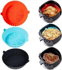 3pcs Silicone Air Fryer Pot With Handles, 7.9in Food Safe Air Fryer Silicone Liners For 3.6 To 6.8QT, No Harsh Cleaning, Reusable Round Air Fryer Baskets Replacement For Parchment Liners 19 3pcs Silicone Air Fryer Pot With Handles, 7.9in Food Safe Air Fryer Silicone Liners For 3.6 To 6.8QT, No Harsh Cleaning, Reusable Round Air Fryer Baskets Replacement For Parchment Liners -Wilton Shop 517XQurGCL. AC