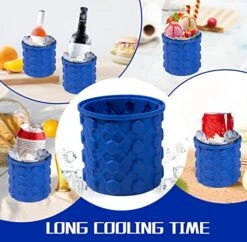Ice Cube Mold Ice Trays, Large Silicone Ice Bucket Containing Ice Clip, (2 In 1) Ice Cube Maker, Round,Portable,For Frozen Whiskey, Cocktail, Beverages (Blue) -Wilton Shop 517Y2BHRQvL