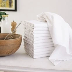 Flour Sack Dish Towels, 100% Pure Cotton, Set Of 4 Kitchen Towels, Highly Absorbent Flour Sack Towels For Drying And Cleaning - White