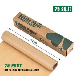 Cooking Paper Parchment Paper Roll (Unbleached 75FT) Non-stick Baking Paper Roll Perfectly Useful And Comfortable For Baking Cookies Izzas And Microwave Ovens Size: 12in X 75ft -Wilton Shop 517b0zs9UhL