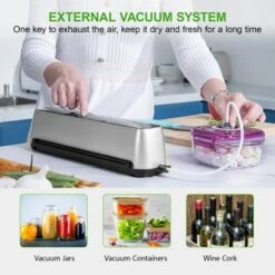 Vacuum Sealer Machine-New Upgraded One-Touch Full Automatic Foodsaver Vacuum Sealer With LED Touch Screen Indicator Lights,Air Sealing System For Food Storage Dry/Moist Modes With 15 Seal Bags And 1 Air Suction Hose. 11 Vacuum Sealer Machine-New Upgraded One-Touch Full Automatic Foodsaver Vacuum Sealer With LED Touch Screen Indicator Lights,Air Sealing System For Food Storage Dry/Moist Modes With 15 Seal Bags And 1 Air Suction Hose. -Wilton Shop 517k2xELBNL
