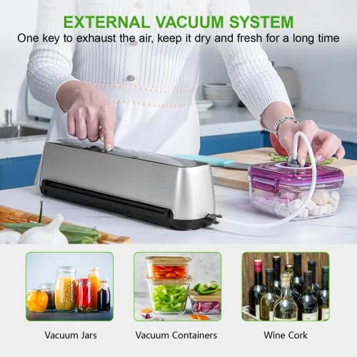 Vacuum Sealer Machine-New Upgraded One-Touch Full Automatic Foodsaver Vacuum Sealer With LED Touch Screen Indicator Lights,Air Sealing System For Food Storage Dry/Moist Modes With 15 Seal Bags And 1 Air Suction Hose. 5 Vacuum Sealer Machine-New Upgraded One-Touch Full Automatic Foodsaver Vacuum Sealer With LED Touch Screen Indicator Lights,Air Sealing System For Food Storage Dry/Moist Modes With 15 Seal Bags And 1 Air Suction Hose. - Image 3