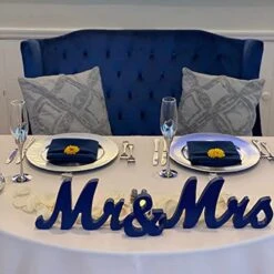 Large Mr And Mrs Sign Wedding Table Decorations, Mr & Mrs Letters Display Stand Figures For Sweetheart Table, Photo Props, Wedding Decorations, Anniversary Wedding Shower Gift (Royal Blue)