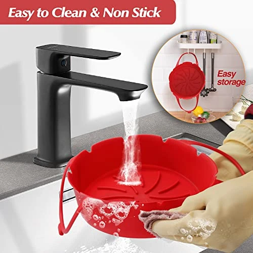 6-Pack Reusable Air Fryer Silicone Liners, 8.5 Inch Silicone Airfryer Liners Baking Tray Pot Basket, Mitts And Mats, Air Fryer Accessories Round, Replacement Of Parchment Liner Paper, Red And Gray 3 6-Pack Reusable Air Fryer Silicone Liners, 8.5 Inch Silicone Airfryer Liners Baking Tray Pot Basket, Mitts And Mats, Air Fryer Accessories Round, Replacement Of Parchment Liner Paper, Red And Gray