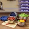 Stainless Steel Mixing Bowl Set With Lids Of 5, Non-Slip Silicone Bottom, Nesting Bowls With 3 Grater Attachments, Great For Cooking, Baking, Prepping. -Wilton Shop 517t6IwskkL
