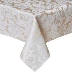 Scroll Damask Jacquard Tablecloth Polyester Fabric Water Resistant Spillproof Table Cover For Kitchen Dinning Wedding Banquet Party Tabletop Use (Rectangle/Oblong, 60 X 84 Inch, Beige) -Wilton Shop 517wU0qWGeL. AC