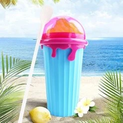 Slushy Maker Cup, 16.9 Oz Large Capacity Magic Quick-frozen Slushi Maker Cup, TIK TOK Magic Quick-frozen Ice Cream Cup, Cooling Cup, Double-layer Extruded Slushi Maker Cup, Family Ice Cream Machine And Children's Birthday Gift (brown) -Wilton Shop 5184RbOe7L. AC