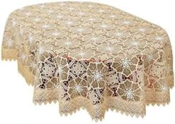 Beige Embroidered Lace Tablecloth 48 Inch Round -Wilton Shop 5184cqEu91L. AC 2