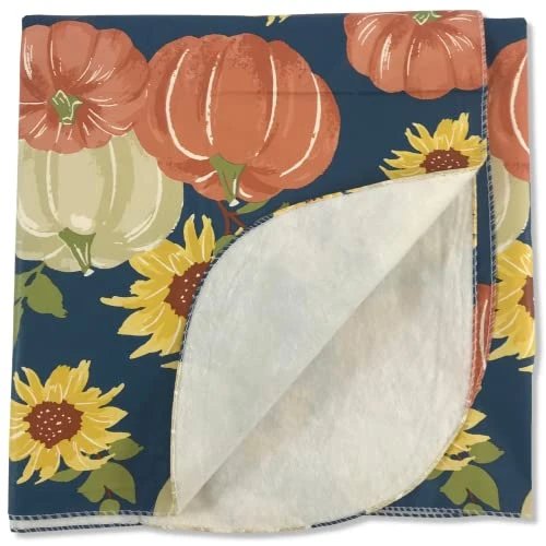 Autumn Thanksgiving Fall Flannel Backed Vinyl Tablecloth: Harvest Designs Of Colorful Pumpkins And Sunflowers On Blue (Fall Collage, 52" X 70" Inch) 5 Autumn Thanksgiving Fall Flannel Backed Vinyl Tablecloth: Harvest Designs Of Colorful Pumpkins And Sunflowers On Blue (Fall Collage, 52" X 70" Inch) - Image 3