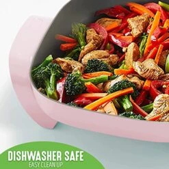 12-inch Nonstick Square Electric Skillet - With Glass Lid, Dishwasher Safe, Pink 12 12-inch Nonstick Square Electric Skillet - With Glass Lid, Dishwasher Safe, Pink -Wilton Shop 5189wkrOjpL